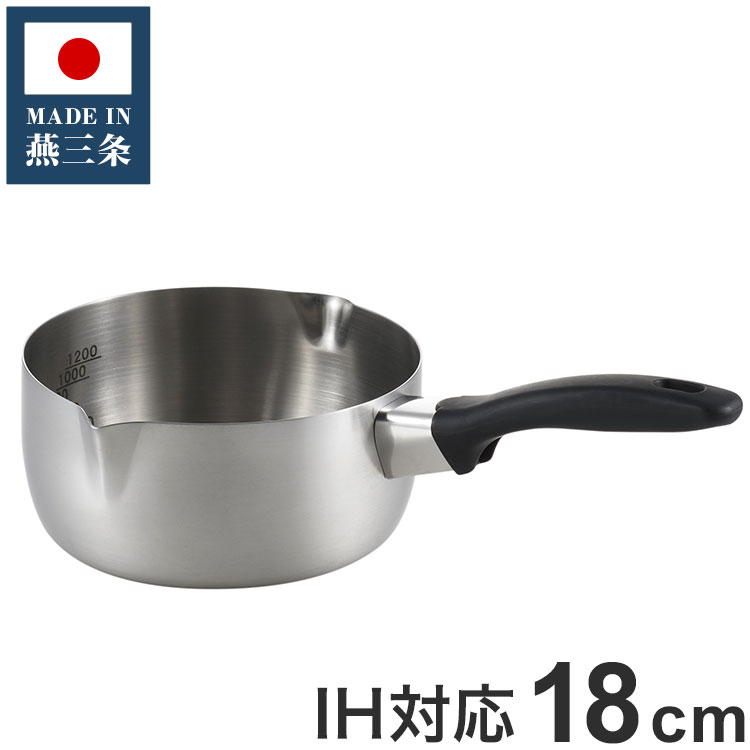 丸山技研 日本製 燕三条 雪平鍋 18cm SE-06 創燕 IH対応 ガス火OK 行平鍋 片手鍋 ステンレス鍋 国産(代引不可)【送料無料】