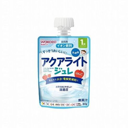 1歳頃のお子さまに合った電解質濃度。失われた水分・電解質補給にぴったり！お子さまにやさしい浸透圧。水分・電解質が体内に吸収されやすい浸透圧260mOsm/Lに設計。お子さまにとらせたい、乳酸菌入り。ジュレタイプなので、液体飲料よりこぼしにくい。常温保存可能（未開封時）。着色料不使用。お子さまが一人でも飲みやすい飲み口付きパウチ。■内容量80g■原材料(アレルギー表記含む)エネルギー13kcalたんぱく質0g脂質0g炭水化物3．3g食塩相当量0．14gカリウム61mg殺菌乳酸菌粉末0．2mg■賞味期限別途パッケージ記載■メーカー名アサヒグループ食品■生産国・加工国日本■商品区分食品■保存方法常温※予告なくパッケージリニューアルをされる場合がございますがご了承ください。※パッケージ変更に伴うご返品はお受け致しかねます。※メーカーの都合により予告なくパッケージ、仕様等が変更となる場合がございます。※当店はJANコードにて管理を行っている為、それに伴う返品、交換等はお受けしておりませんので事前にご了承の上お買い求めください。【送料について】沖縄、離島は送料を頂きます。