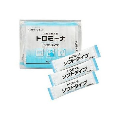 商品概要メーカー：ウエルハーモニー商品名：【軽】トロミーナソフトタイプ（2g×50本）区分：食品内容量：2g×50本商品概要：素材の味を変化させないダマ軽減タイプ。（ニュートロミーナ後継品）JANコード：4942223251301商品コード：113500137商品の特徴さっと溶け、トロミ剤特有の雑味・ベタつきを抑えたソフトタイプですので、日常の水分補給・ミキサー食のどちらでもおいしくご案内できるトロミ剤です。またダマ軽減タイプですので、上手に撹拌できない方・ダマで困っている方にも適したトロミ剤です。原材料／成分／素材／材質デキストリン・増粘多糖類栄養成分100g当りエネルギー275kcalたんぱく質0．4g脂質0g炭水化物（糖質67．1g食物繊維22．3g）灰分3gナトリウム1110mgカリウム16．3mgカルシウム6．8mgリン30．9mg鉄分0．15mg塩分相当量2．82g味／香り無味賞味期限／使用期限（製造から）2年原産国・製造国日本製使用方法／召し上がり方飲み物などにトロミ剤を入れて、かき混ぜながら溶かすと、約3分〜5分でとろみがつきます。添加量の目安は素材によって異なりますが、100mL当り約2．0g添加ではちみつ状になります。発売元／製造元／輸入元ウエルハーモニー※予告なくパッケージリニューアルをされる場合がございますがご了承ください。※パッケージ変更に伴うご返品はお受け致しかねます。※メーカーの都合により予告なくパッケージ、仕様等が変更となる場合がございます。※当店はJANコードにて管理を行っている為、それに伴う返品、交換等はお受けしておりませんので事前にご了承の上お買い求めください。【送料について】北海道、沖縄、離島は送料を頂きます。