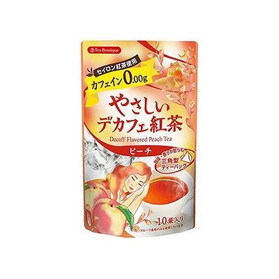 商品概要メーカー：日本緑茶センター商品名：【軽】やさしいデカフェ紅茶ピーチ（1．2g×10包）区分：食品内容量：1．2g×10包商品概要：みずみずしい白桃のフレーバーティー。気品ある香りが、あなたのティータイムを彩ります。JANコード：4975723026667商品コード：124429686商品の特徴みずみずしい白桃のフレーバーティー。紅茶の爽やかな渋味にマッチした、みずみずしい桃の香りが魅力です。お湯を注ぐと立ち上がる桃の香りが、気分をリラックスさせてくれます。お休み前や、疲れた時に、優しい桃の香りに癒されてください。気品ある香りが、あなたのティータイムを彩ります。「やさしいデカフェ」シリーズは、「超臨界二酸化炭素抽出法」という安全な方法で、カフェインを除去しています。原材料／成分／素材／材質紅茶、ローズペタル、香料賞味期限／使用期限（製造から）2年使用方法／召し上がり方【ホット】1．あらかじめ温めたカップにティーバッグを1つ入れます。2．熱湯約150ccを注ぎ入れ、ソーサーなどで蓋をして1〜2分蒸らします。3．ティーバッグを軽く振り、取り出してからお召し上がり下さい。【アイス】1．ホットティーの要領で、熱湯の量は半分にして2倍の濃さのティーを作ります。2．お好みで甘くしたい場合は、ここでグラニュー糖を加えて溶かしておくか、後でガムシロップを入れてください。3．グラスに氷をたっぷり入れ、ティーを一気に注ぎ冷やします。※浸出時間はお好みで調整してください。※ティーバックはカップから静かに取り出してからお召し上がりください。保存方法直射日光、高温多湿な場所を避けて常温で保存してください。使用上の注意○抽出後は、当日中にお飲み下さい。○熱湯の取り扱いには十分ご注意下さい。○虫害を避けるため、開封後はチャックをしっかりと閉め、湿気が入らないように保管し、なるべくお早めにお召し上がりください。発売元／製造元／輸入元日本緑茶センター※予告なくパッケージリニューアルをされる場合がございますがご了承ください。※パッケージ変更に伴うご返品はお受け致しかねます。※メーカーの都合により予告なくパッケージ、仕様等が変更となる場合がございます。※当店はJANコードにて管理を行っている為、それに伴う返品、交換等はお受けしておりませんので事前にご了承の上お買い求めください。【送料について】北海道、沖縄、離島は送料を頂きます。