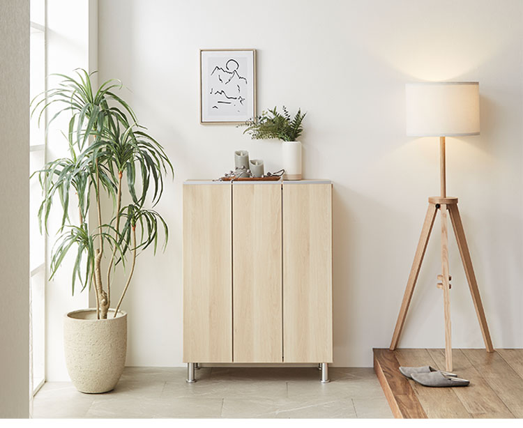 シューズボックス ロータイプ 幅75cm 【国産 大川家具 完成品】 シューズラック 靴収納 靴箱 完成品 下駄箱 玄関収納 大容量 スリム シューズラック ラック 収納家具 玄関 シューズBOX 日本製 北欧風(代引不可)【送料無料】 [2]
