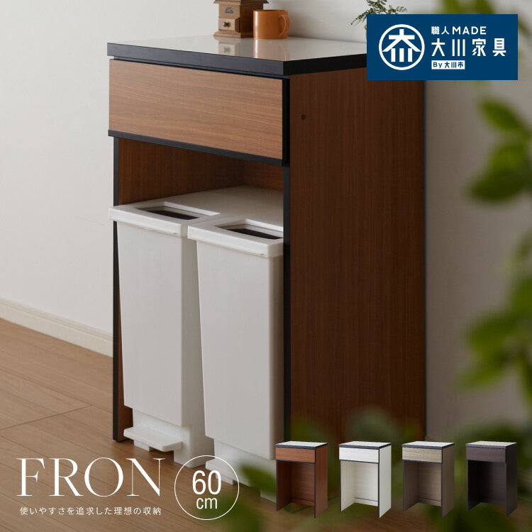 キッチンカウンター 60 完成品 FLON60 ダストボックス収納 モイス加工 ごみ箱 間仕切り 背面化粧 奥行4..