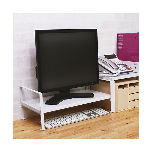 ソニック 机上台2段階高さ調節 幅490mm ホワイト DA-5904-W 1台 [3]