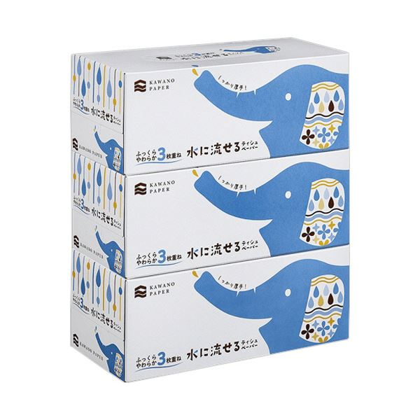 ■商品内容●水に流せるボックスティッシュペーパー、3箱×20パックセットです。●ふっくら厚手でソフトな肌触り。●吸水性が良く、水に流せますので介護用・赤ちゃん用など、片手で便利に使えます。ペットのお世話にも!■商品スペック内容量：360枚(120組)BOXサイズ：W248×D119×H93mm材質：バージンパルプ100%生産国：日本■送料・配送についての注意事項●本商品の出荷目安は【1 - 5営業日　※土日・祝除く】となります。●お取り寄せ商品のため、稀にご注文入れ違い等により欠品・遅延となる場合がございます。●本商品は仕入元より配送となるため、沖縄・離島への配送はできません。[ 720314 ]
