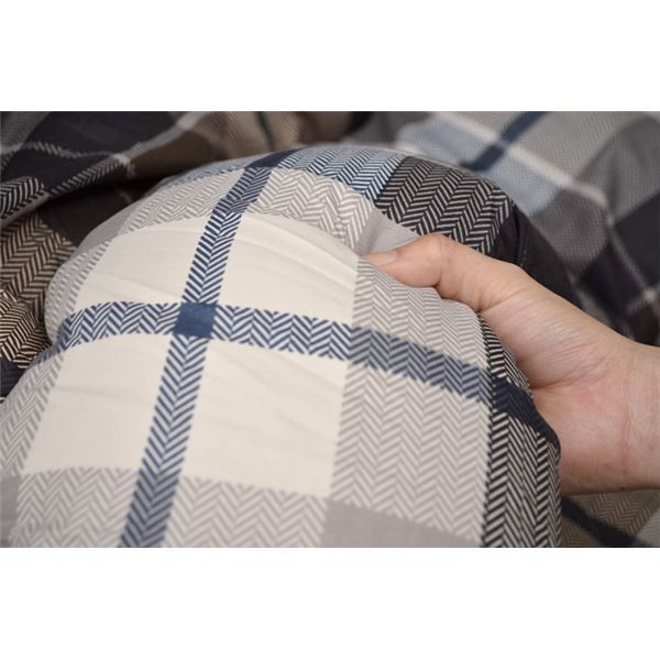チェック柄 こたつ布団 【正方形 ネイビー 約190cm×190cm】 洗える 軽量 保温性 高弾力性 ピーチスキン加工 『チェリン』