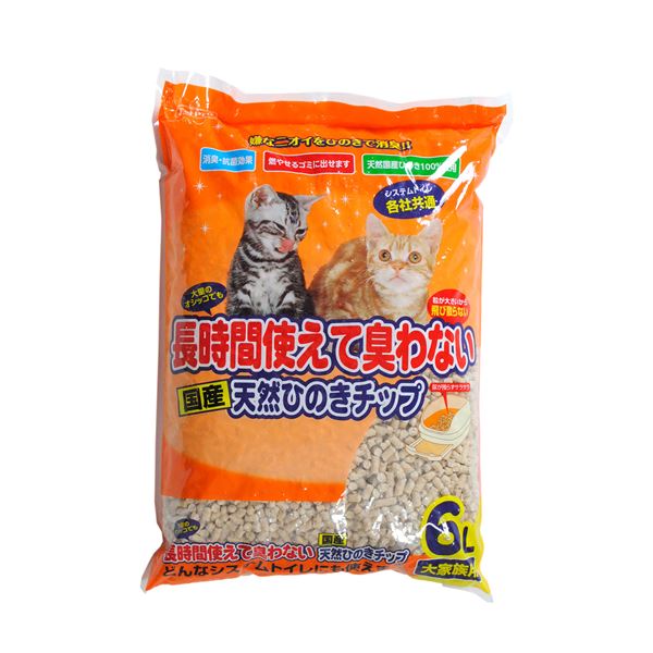 （まとめ）ペットプロ 長時間使えて臭わない 天然ひのきチップ 6L【×2セット】 (猫砂) 1