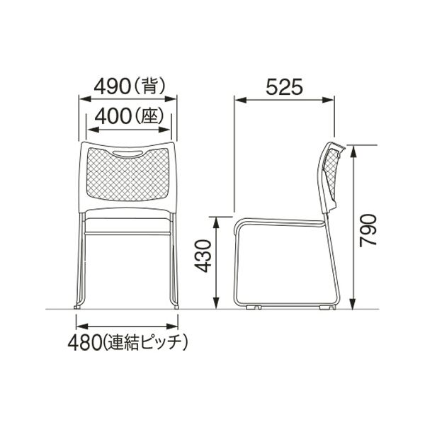 アイリスチトセ スタッキングチェア ブラック/ブルー MCX-02DM-F 1脚 (代引不可) [2]