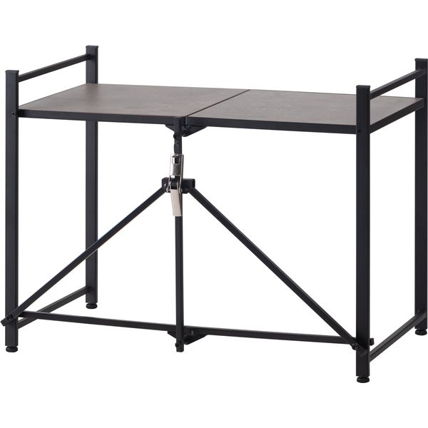 石目調フォールディングレンジラック ブラック (約W62×D37×H45cm) 完成品 [2]