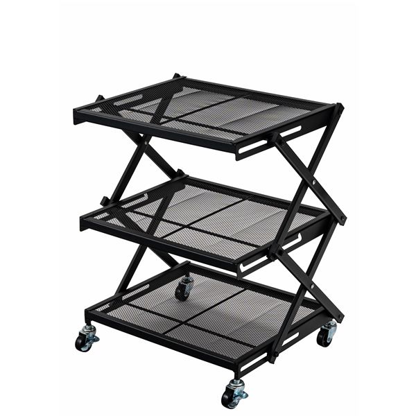 フォールディングラック ブラック （約W45×D34×H53／66cm） 完成品