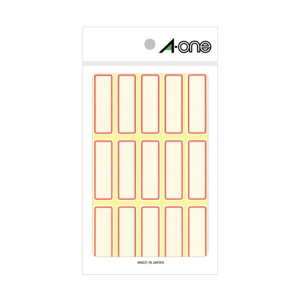 （まとめ） エーワンセルフラベル[手書き用] 15×45mm 赤枠（\なし） 03004 1パック（270片：15片×18シート） 【×5セット】(3)