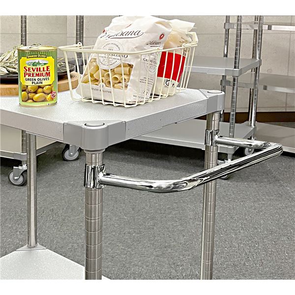 ガルバシェルフワゴン35×90cm 2段 ポール1200 取っ手付きSV シルバー 組立式 [2]
