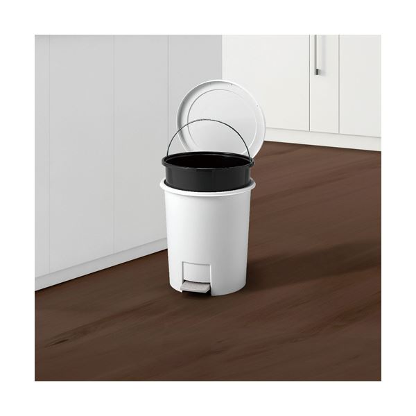 (まとめ) アスベル エバンペダルペール 12L 中バケツ付 ホワイト A6007WH 1台 【×3セット】