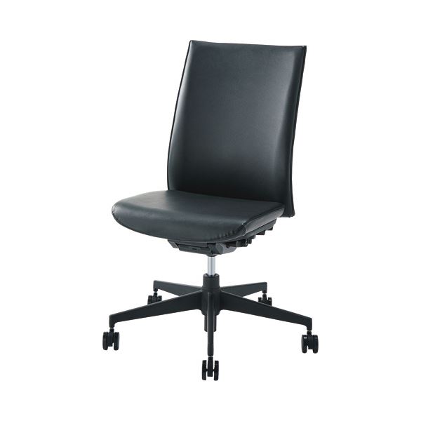 ■サイズ・色違い・関連商品■ミドルバック[当ページ]■ハイバック■商品内容●汚れに強いPVCレザータイプのミドルバックオフィスチェアー。色はブラックです。●セルフアジャストシンクロロッキング+ロッキング固定:座面にかかる荷重に応じて背もたれの反力が変化するセルフアジャスト機能と、座の傾斜スライドと連動しながら背が後傾するシンクロロッキング機能を採用。ロッキングは4段階で固定が可能。●簡単集約操作レバー:座面昇降とロッキング固定レバーを座面右側に集約。セッティングが簡単。●座面奥行調整:座る人の体格に合わせて奥行調節が可能。(3ポジション)●お客様組み立て商品となります。■商品スペックタイプ：ミドルバック背張地タイプ：合成皮革寸法：W695×D575〜605×H945〜1015mm重量：14.3kg色：ブラック座面高さ：418〜488mm座幅：470mm脚幅：695mm材質：背座張地:PVCレザー、クッション:モールドウレタン、シェル:ポリプロピレン、脚:樹脂、キャスター:ナイロンクッション材質：モールドウレタン機能：セルフアジャスト機能・シンクロロッキング+ロッキング固定、簡単集約操作レバー、座面奥行調節、座ガス上下調節肘掛け：なし脚部仕様(キャスター/アジャスター)：キャスター必要工具：付属製造国：中国付属品：六角レンチ保証期間：外装・表面仕上げ:1年、機構部・可動部:2年、構造体:3年その他仕様：●クッション厚:約40mm【ご注意事項】・この商品はお客様にて組立が必要な商品です。・商品の組み立て開始前に部材不足、破損がないか必ずご確認ください。【キャンセル・返品について】商品注文後のキャンセル、返品はお断りさせて頂いております。予めご了承下さい。■送料・配送についての注意事項●本商品の出荷目安は【5 - 11営業日　※土日・祝除く】となります。●お取り寄せ商品のため、稀にご注文入れ違い等により欠品・遅延となる場合がございます。●本商品は仕入元より配送となるため、沖縄・離島への配送はできません。[ LE-1850Sノツク ]