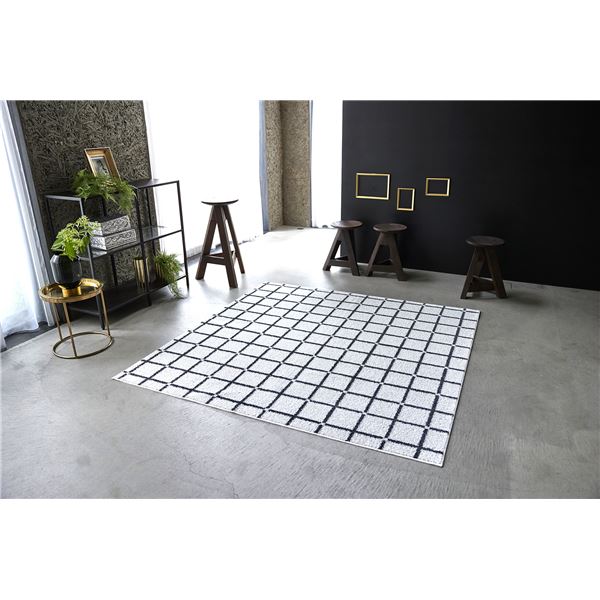 スミノエ 洗える ラグ オセロ 約幅185×長さ185cm ホワイト 日本製【送料無料】 (代引不可)