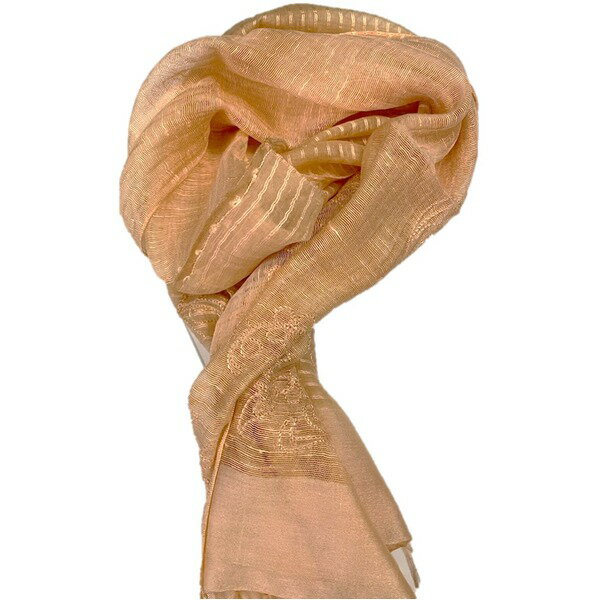 メンズ レディース 高発色生地 シルク混 オレンジピンク×刺繍 (代引不可)