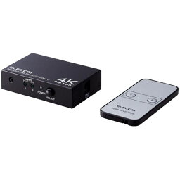 エレコム HDMI切替器/4K60P対応/2ポート/2入力1出力/専用リモコン付/ブラック DH-SW4KP21BK【送料無料】 (代引不可)