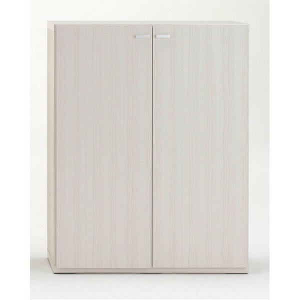 フナモコ リビングシェルフ 扉付き 【幅90×高さ113.8cm】 ホワイトウッド KFS-90【完成品】 日本製 (代引不可)