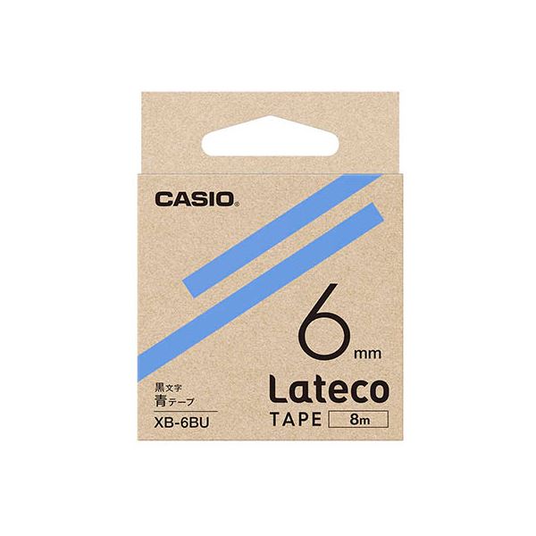 【5個セット】 カシオ計算機 Lateco 詰め替え用テープ 6mm 青テープ 黒文字 XB-6BUX5(2)