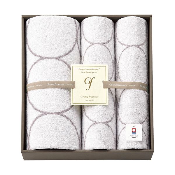 グランフランセヌーベル 今治タオル バスタオル&フェイスタオル2P ホワイト バスタオル60×120cm、フェイスタオル34×82cm L9031588