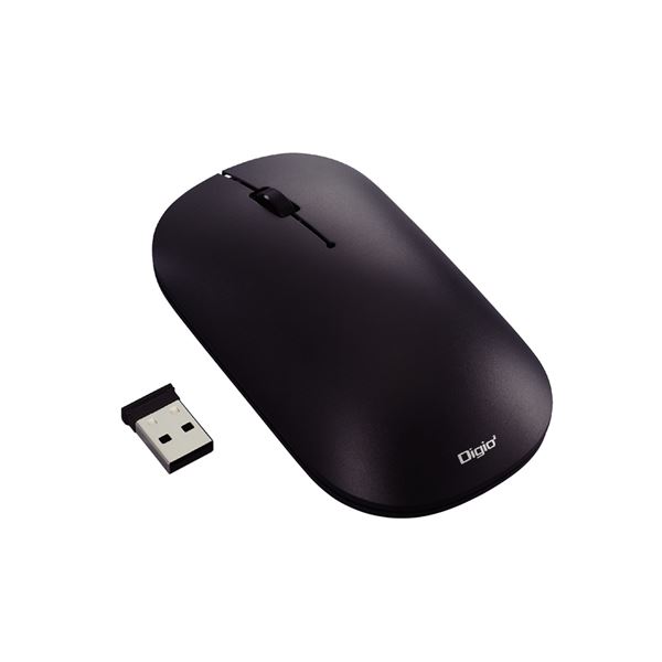 リコメン堂のDigio2 無線 マウス 3ボタン／BlueLED MUS-RKT230BK ブラック｜アングル2