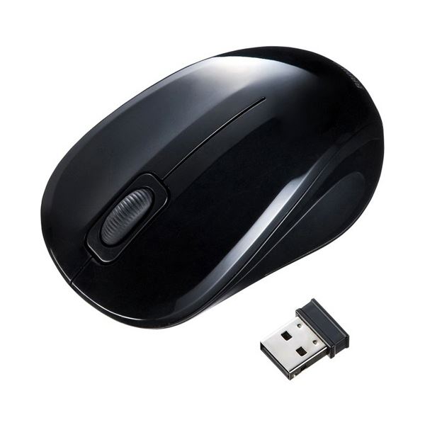 （まとめ） サンワサプライ抗菌・静音ワイヤレスブルーLEDマウス ブラック MA-WBSK315BK 1個 【×5セット】