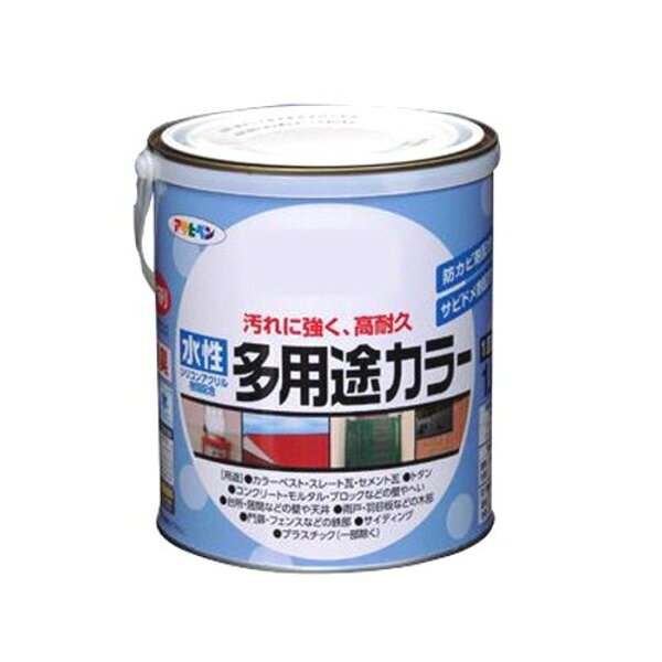 ■商品内容●標準塗り面積(1回塗り):11〜15平米(タタミ6〜9枚分)●乾燥時間:夏期/30分〜1時間、冬期/2〜3時間●汚れにくく、耐久性が優れた高性能塗料です。●強力防カビ剤を配合していますので、長時間カビの発生を防ぎます。●サビドメ剤を配合していますので、サビの発生を防ぎます。●いやな臭いのしない無臭タイプで、1回塗りで仕上がります。●厚塗りしてもタレにくく、たいへん塗りやすい塗料です。■商品スペック【商品名】水性多用途カラー フレッシュグリーン 1.6L　【内容量】1.6L　【色】フレッシュグリーン　【付属品】　【生産国】　【特記事項】　【注意事項】●うすめ方:塗りにくいときは水(5%以内)でうすめて下さい。●乾燥時間:夏期/30分〜1時間 冬期/2〜3時間。●標準塗り面積:【1回塗り】1/5L 0.8〜1.4平米(タタミ0.9〜1.2枚分)/0.7L 5.0〜6.6平米(タタミ3.0〜4.0枚分)/1.6L 11〜15平米(タタミ6〜9枚分)/5L 36〜47平米(タタミ21〜28枚分)/10L 71〜94平米(タタミ42〜56枚分)　【返品・キャンセル不可】商品注文後のキャンセル、返品はお断りさせて頂いております。予めご了承下さい。■送料・配送についての注意事項●本商品の出荷目安は【3 - 6営業日　※土日・祝除く】となります。●お取り寄せ商品のため、稀にご注文入れ違い等により欠品・遅延となる場合がございます。●本商品は仕入元より配送となるため、沖縄・離島への配送はできません。