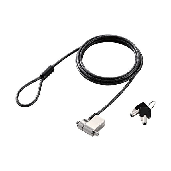 エレコムセキュリティワイヤー マルチスロット対応 シリンダー錠 プッシュロック方式 統一キー タイプB..