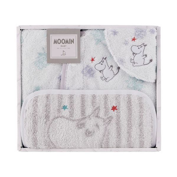 ムーミン スターギフト ポンチョ&スタイ&ミニタオル ポンチョ63×36cm(フード含まず)、スタイ25.5×20cm、ミニタオル C6079535