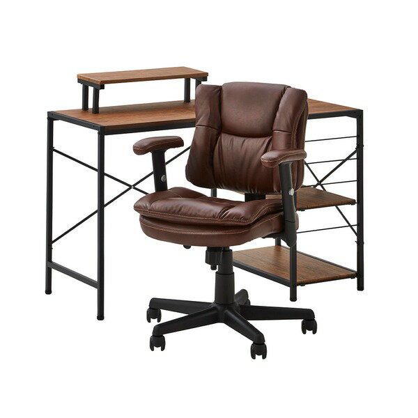デスクチェア 2点セット パソコンデスク 約幅110cm ウォールナット ワークチェア ライトブラウン ロッ..