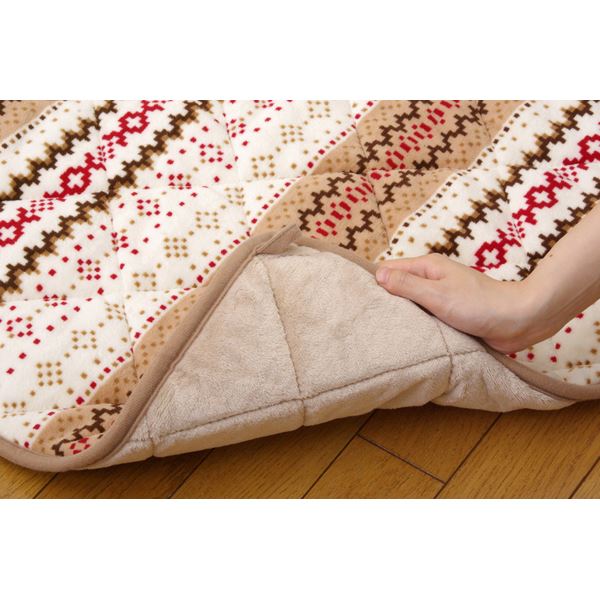 薄掛け こたつ布団 【単品 アイボリー 280×280cm】 折りたたみ収納可 起毛 フランネル ゆったりーな 省スペース 〔リビング〕 (代引不可) [3]