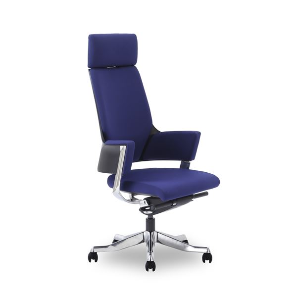 オフィスチェア 約幅65.5cm ハイバック ネイビーブルー キャスター付き 肘付き DELPHIII ファブリック インテリア家具 組立品【代引不可】 [2]