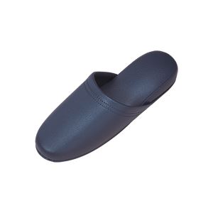 （まとめ）抗菌ビニールレザー調スリッパ ダークブルー 10足 (代引不可)
