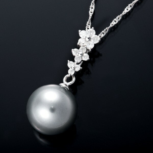 K18WG 南洋黒蝶シルバーグレイ真珠ペンダント (代引不可)