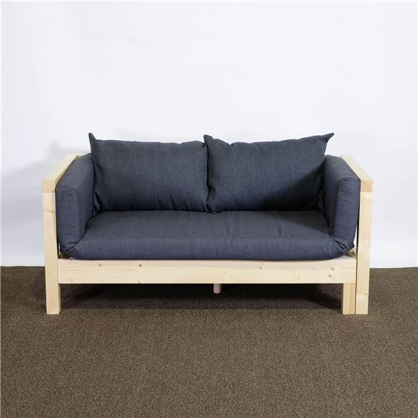 ソファーベッド グレーマット＆クッション2個セット 組立式 (代引不可)