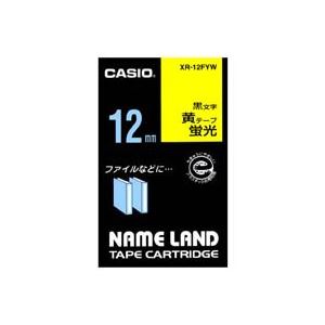 (まとめ)カシオ CASIO 蛍光テープ XR-12FYW 黄に黒文字 12mm【×5セット】 (代引不可)