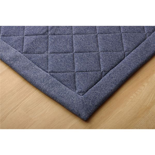 デニム調 ニットキルトラグ/ラグマット 【ブルー 約145cm×175cm】 長方形 洗える キルティング 防滑 通年使用【代引不可】 [2]
