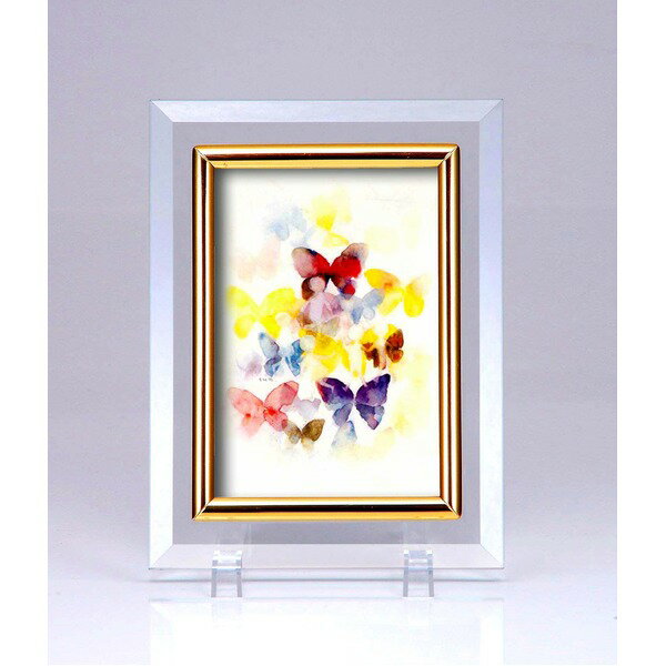 クリスタルフォトフレーム/写真立て 【ハガキサイズ 150×105mm対応】 いわさきちひろ 「蝶と子どもたち..