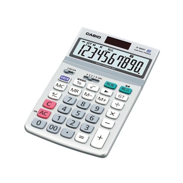 （まとめ） カシオ 電卓 JF-100GT-N シルバー 1台入 【×2セット】 (代引不可)