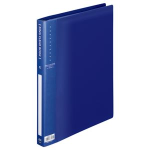 （まとめ） TANOSEE リングクリヤーブック（クリアブック） A4タテ 30穴 10ポケット付属 背幅25mm ブルー 1冊 【×10セット】