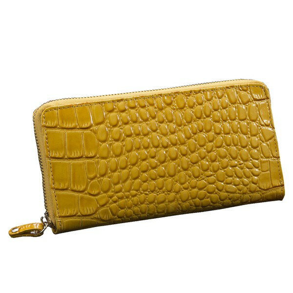 牛革クロコ型押しコ インスルー財布（イエロー） (代引不可)