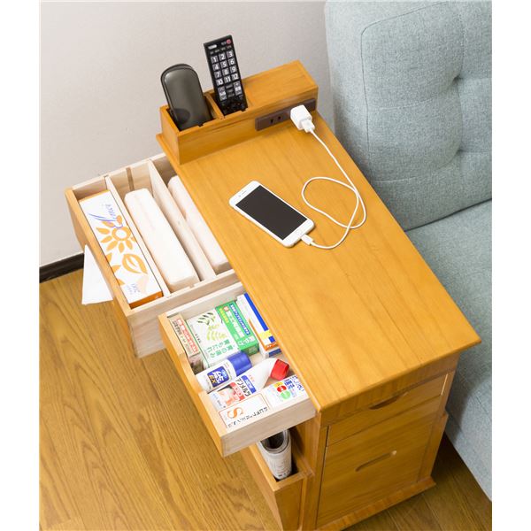 ソファーサイド すっ桐ワゴン(サイドテーブル)【完成品】 (代引不可) [3]