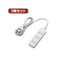 5個セットエレコム ほこりシャッター付き電源タップ T-ST02-22420WH T-ST02-22420WHX5 (代引不可)