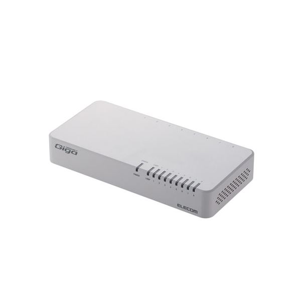 エレコム Giga対応スイッチングHub/8ポート/プラスチック筐体/磁石付き/電源内蔵モデル/ホワイト EHC-G08PN2-JW (代引不可)