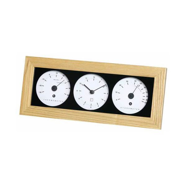 (まとめ)EMPEX 置き掛け兼用 時計 リビウッディ温・湿クロック LV-4300 ナチュラル【×2セット】 (代引不可)