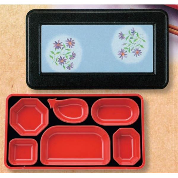 (業務用弁当箱10セット)FW-1100 ダイナミック副食 【本体】黒(内赤40)/【蓋】黒・みやこわすれ (代引不可)