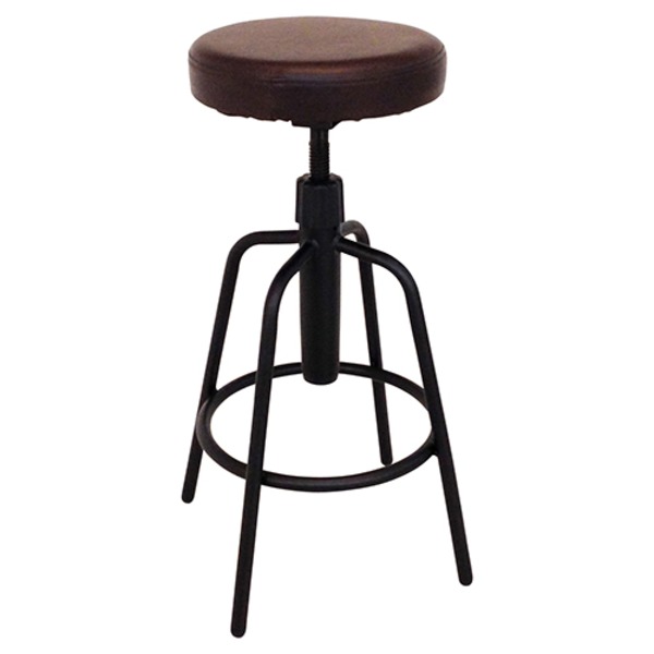 レトロ調 カウンターチェア/バースツール 【ダークブラウン】 幅42.5cm スピンドル昇降式 スチールフレ..