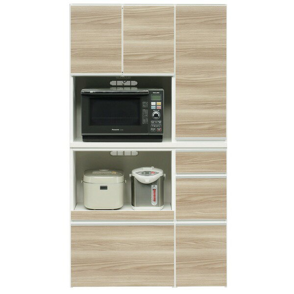 ハイ レンジボード キッチン収納 幅100cm ブラウン 木目調 2口 コンセント スライドテーブル付き 日本製 国産 レンジ台 キッチンボード レンジラック 完成品 開梱設置【代引不可】