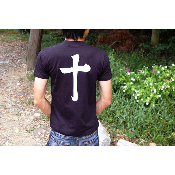 戦国武将Tシャツ 【島津義弘 十文字】 XSサイズ 半袖 綿100% ブラック(黒) 〔Uネック おもしろ〕 (代引不可)