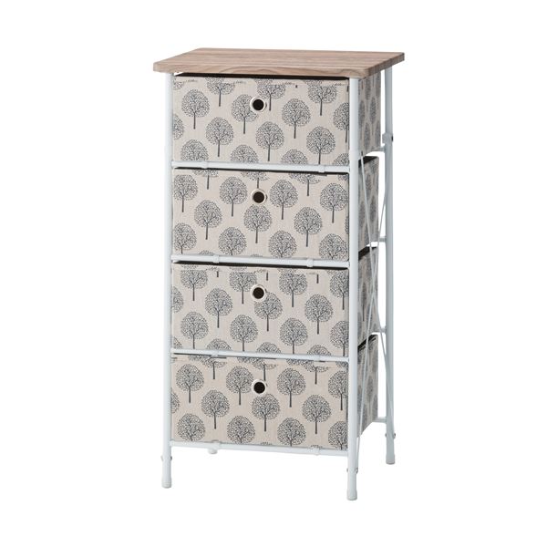 チェスト タンス 幅40cm 4段 ベージュ 脚付き スチールフレーム 柄 簡単組立 ベッドルーム 寝室 リビング ダイニング (代引不可)