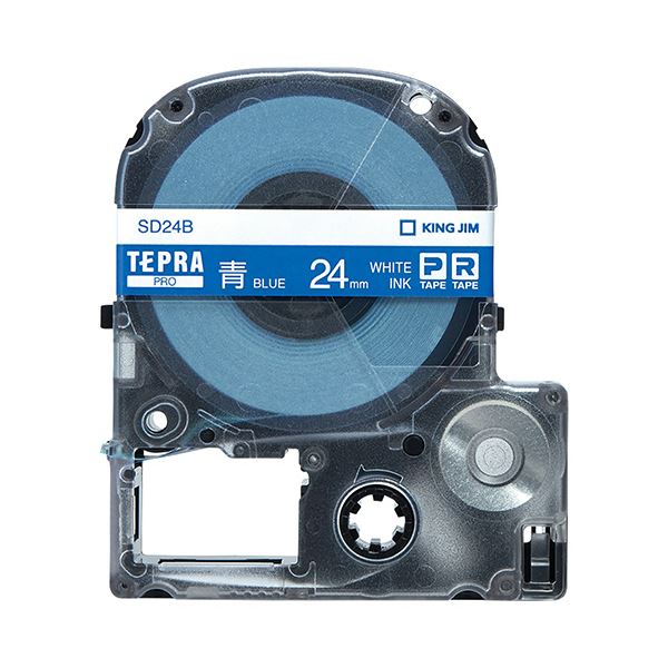 (まとめ) キングジム テプラ PRO テープカートリッジ ビビッド 24mm 青/白文字 SD24B 1個 【×4セット】 (代引不可)